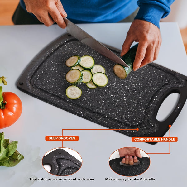 3-piece/13-piece/18-piece/28-piece Cutting Board Set (includes 15 S-shaped hooks, 10 measuring cups, and 10 measuring spoons), Kitchen Plastic Cutting Board, Non-slip Cutting Board with Handle, Juicing Groove and Grinding Groove, Suitable for Meat