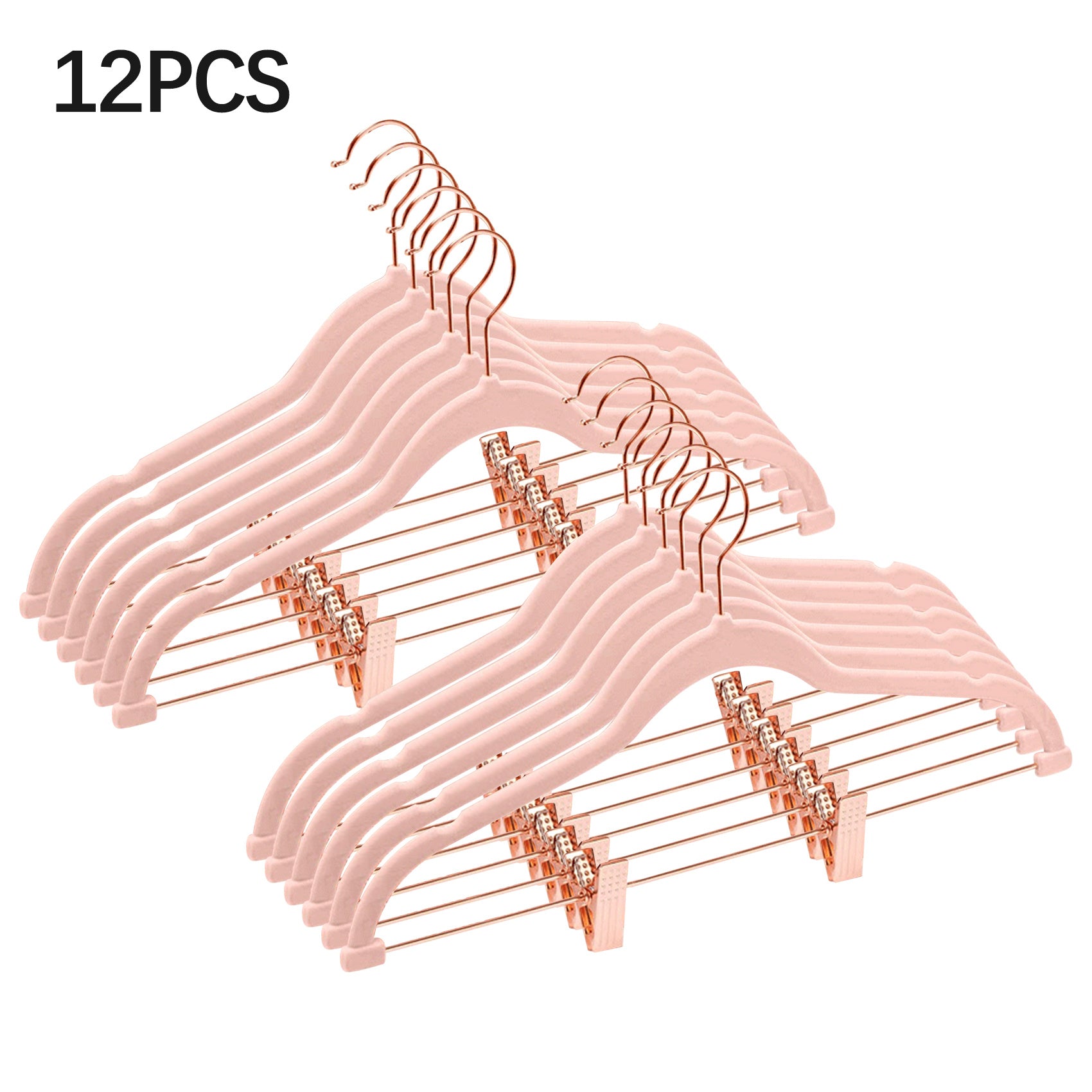 2025 Flocked Non-Slip Hangers 12/24 Pack - Velvet Clips Hangers for Pants, Skirts, Trousers, Space Saving Closet Organizer, Wardrobe Storage Hangers for Home, Dormitory, Clothes Organization