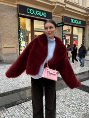 Faux Winter Warm Fashion Plush Top Short Coat for Women