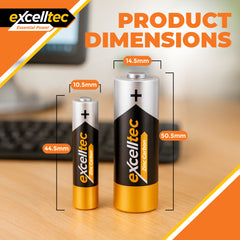 Excelltec 40pk x AA + 40pk x AAA Zinc Carbon Batteries | 1.5V Long-Lasting Household Battery Pack | Reliable Everyday Power for Toys, Remotes, Flashlights & Clocks | Bulk Home & Office Supply