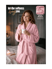 Women'S Cotton Bathrobe – Super Soft & Absorbent Spa and Loungewear Robe with Belt & Pockets Plain Elegant