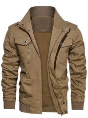 Men's Tactical Jacket with Multiple Pockets, Practical Workwear Style Coat