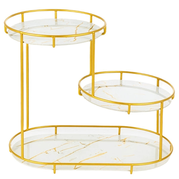 Large 3-Tier Bathroom Organizer with Metal Frame - Perfect for Cosmetics, Perfumes, Skincare & Toothbrushes - Durable Cast Iron, Washable UV Panel