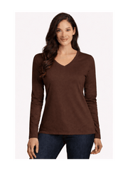 Ladies Womens V Neck Long Sleeve Plain Slim Fit Basic Top Stretchy T-Shirt 8-26