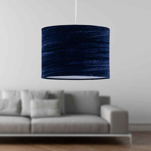 Navy Blue Crushed Velvet 25cm Pendant Light Shade