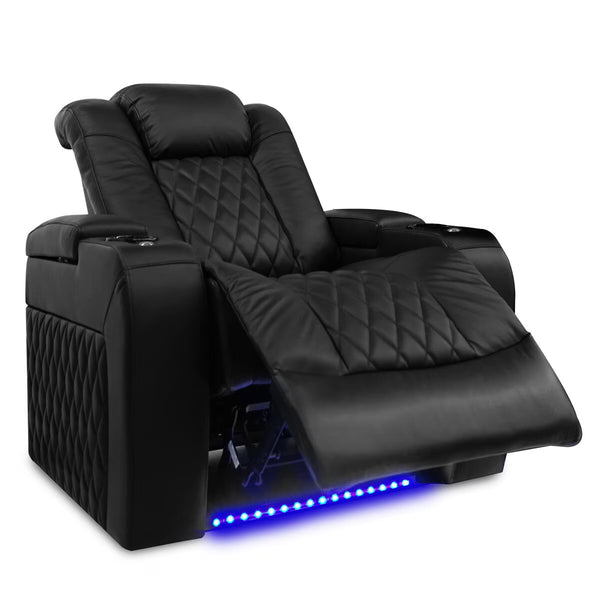 Valencia Tuscany Row of 2 Black Leather Power Reclining Home Theatre Seating