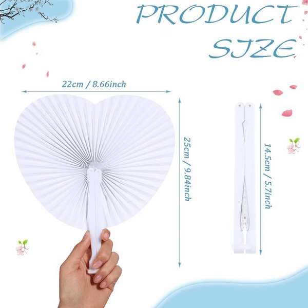 10pcs Set of Vibrant Heart-Shaped Folding Handheld Paper Fans with Silvery Plastic Handles - Perfect for Birthday Parties, Weddings, And Gifts, Craft