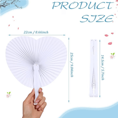 10pcs Set of Vibrant Heart-Shaped Folding Handheld Paper Fans with Silvery Plastic Handles - Perfect for Birthday Parties, Weddings, And Gifts, Craft
