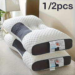 1/2PCS Soft Knitted Cotton Massage Neck Pillow, Suitable For Sleep, Soft, Adjustable Ergonomic Contour Support Pillow, High-quality Pillow Core, Detachable Pillowcas