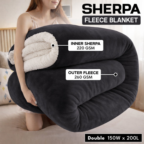 1pc Luxurious Double-Sided Sherpa Throw Blanket – Soft, Warm & Cozy Contemporary Blanket, Machine Washable, Perfect for Couch, Bed, Office & Travel, Ideal Gift
