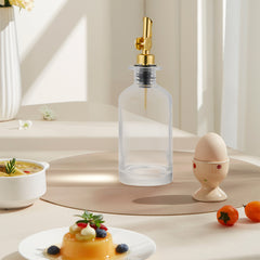 2pcs Olive Oil Dispenser Bottle for Kitchen, Glass Oil and Vinegar Dispenser Set, Coffee Syrup Dispenser, Kitchen Cooking Tools, 350ml/ 500ml, Silver/ Gold