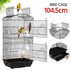 Costoffs Bird Cage Open Top Metal Birdcage with Tray, Feeders, Double-Door, 104.5cm Height