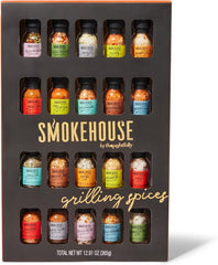 Smokehouse by Thoughtfully, Gourmet Ultimate Grilling Spice Set, Grill Seasonings and Rubs Gift Set, Flavors Include Chili Garlic, Italian Seasoning, Cayenne Spice Rub and More, Pack of 20