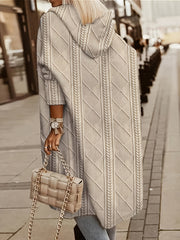 Women's Long Hooded Cardigan with Pockets, Long Hooded Sweater, Women's Coat, Women's Midi Coat, Casual Jacket, Circle Pattern