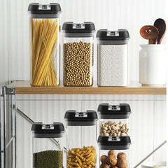 7pcs Sealed Candy Jars with Lids, Kitchen Food Storage Box Set, Stackable Pantry Organiser Jars for Cereal Flour, Sugar, Fridge Parts Kitchen Accessories