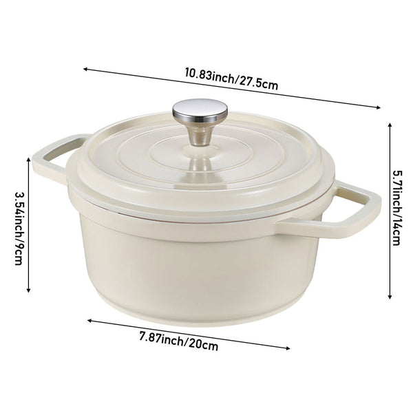 20cm/24cm Enamel Stew Pot, Double-Handled Non-Stick Soup Pot for Instant Noodles and Daily Cooking, Suitable for Gas Stove and Induction Cooker, White/Green/Red