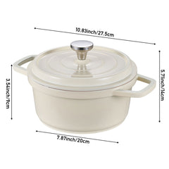 20cm/24cm Enamel Stew Pot, Double-Handled Non-Stick Soup Pot for Instant Noodles and Daily Cooking, Suitable for Gas Stove and Induction Cooker, White/Green/Red