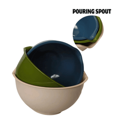 3-Piece Mixing Bowl Set – Nesting Kitchen Bowls with Pouring Spouts | Multi-Colour Prep and Serving Bowls in Three Sizes (2.5L, 2L, and 1.5L)