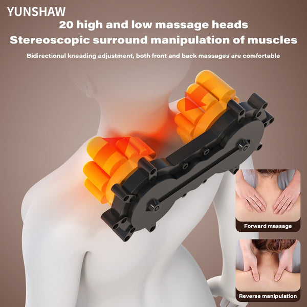 YUNSHAW Complete Body Massage Mat Featuring a Shiatsu Neck Massager, 3D Lumbar Support & Relaxation, Equipped with 10 Vibration Motors to Deeply Soothe Muscles, a Foldable Massage Mattress Suitable for The Neck, Back, Waist, Hips, And Legs, Making It an I