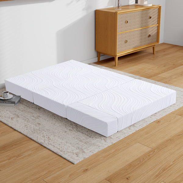 10cm/15cm Thick Folding Memory Foam Mattress Topper & Travel Bed - Single/Small Double/Double/King Size Bed in a Box, Removable Cover, Medium-Firm, Portable Foldable Mattress for, Camping, Guest Room (No Wood, Durable