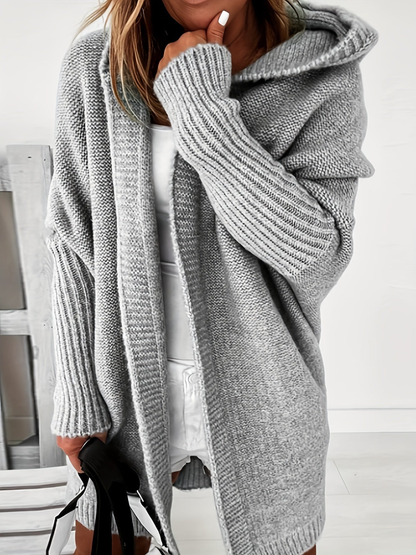 Oversized Hooded Cardigan for Winter And Autumn, Long-Sleeve Casual Sweater, Women'S Clothing