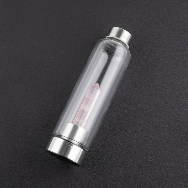 Crystal-Infused Water Bottle – 7200ml Premium Steel & Glass Hydration Bottle with Natural Healing Stones for Stress Relief, Mental Clarity & Spiritual Wellness