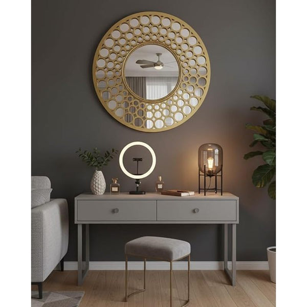 Biznest Large Round Gold Mirror 63Cm Premium Quality Best For Gifts Home Decor Sitting Room Bed Room