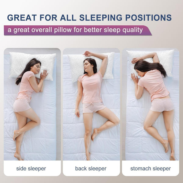 2-Pack King Size Bed Pillows - Adjustable Shredded Cooling Comfort for back, side & stomach Sleepers, Contemporary Bed Cushions with Zippered, Machine Washable (91.44 x 50.8 cm) Suitable for King Beds