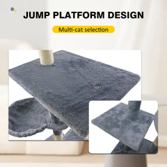 Cat Tree Scratching Post, Stable Structure KittenActivity Centre Pet Toy Scratcher, Tall Cat Furniture Climbing Tower for Indoor Cats, Grey