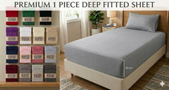 Extra Deep Fitted Sheets 30cm deep pocket with Elastic Cornes For Perfect Mattress Fit, Available in Single,Double, King,& SuperKing Size