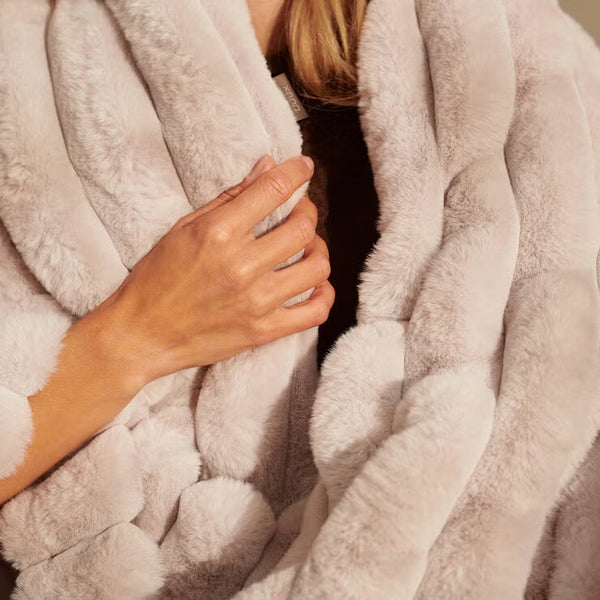 Duux Yentl Grey Heated Faux Fur Overblanket, 200 X 200 Cm