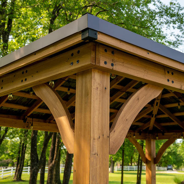 Backyard Discovery Barrington 14Ft X 12Ft (4.3 X 3.7M) Wooden Gazebo with Peaked Galvanised Steel Roof