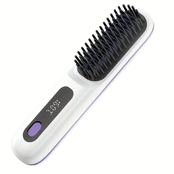 Cordless Hair Straightener Brush, Rapid heating, Hot Comb Hair Straightener for Women, Lightweight, Type-C Charging Port, Anti-Scald, Lightweight, USB Rechargeable