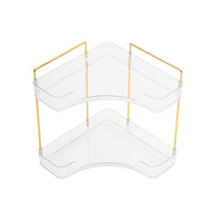 Transparent Triangular Storage Rack Golden Multi-layer, Cosmetic Layered Organizer Design, Suitable for Vanity Bedroom Bathroom, Corner Space Utilization Storage Skincare Products