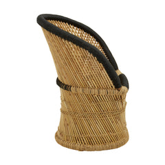 Interiors By Premier Handwoven Natural And Black Chair And Stool, Comfortable Rattan Design Armchair, Bamboo Chair
