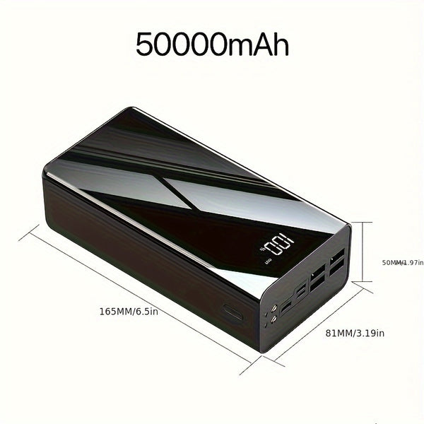 50000Mah Large Capacity Fast Charging Power Bank, LED Power Display, Type-C Bidirectional Fast Charging, Five Outputs, Two Inputs, Suitable for Charging for Iphone/ for Samsung/Android Electronic Devices, Outdoor Portable Emergency Power Backup Battery Pa
