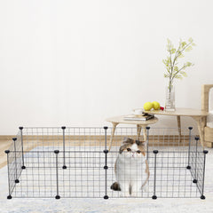 Pet Playpen Metal Wire Fence 12 Panel Enclosure Indoor Outdoor Guinea Pig Rabbit Small Animals Cage, Dog Playpen, Cat Playpen, Small Animal Playpen, Pet Playpen, Dog Fence for Puppy, Rabbit, Kitten, Hamster, Guinea Pig, Turtle, Hedgehog, 24 Plastic Buckle