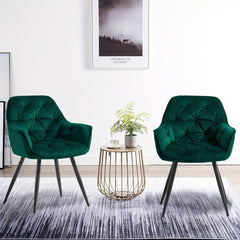 Contemporary Upholstered Velvet Dining Chairs Featuring Armrests, Suitable for Kitchens, Leisure Lounges, Living Rooms, Bedrooms, And Reception Areas