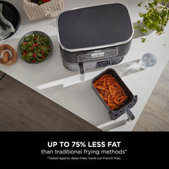 Ninja Foodi Dual Zone Digital Air Fryer, 2 Drawers, 7.6L, 6-In-1, Uses No Oil, Air Fry, Max Crisp, Roast, Bake, Reheat, Dehydrate, Cooks 4-6 Portions, Non-Stick, Dishwasher Safe Baskets, Black AF300UK