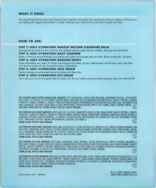 E.L.F. SKIN Hydrated Ever after Skincare Mini Kit, Cleanser, Makeup Remover, Moisturiser & Eye Cream for Hydrating Skin, Airplane-Friendly Sizes