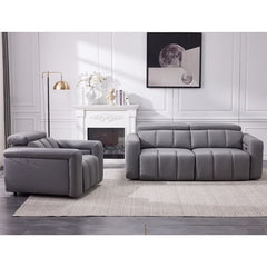 Dallas Grey Leather Power Recliner Armchair