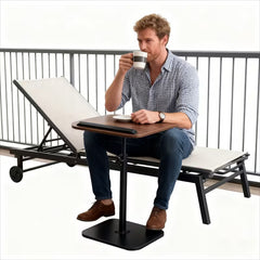 1pc 360 ° Flip Desktop Adjustable Height Small Table, Fashionable and Simple Metal Frame with Wooden Desktop Stable and Not Easy to Shake, Portable and Lightweight Side Table Snack Table - Home Office Desk Bedside Table, Essential for Drama Enthusiasts, H