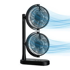 Schallen Desk Fan Double Head Fan with USB-C Power | Portable Dual Head Cooling Fan with 2 Adjustable Speeds | Table Desk Fan for Home, Office, Bedroom | Available in Black or White