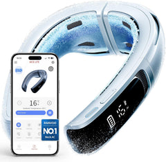 RANVOO AICE LITE MAX 2026 Real AC Cold Blast [No.1 Coolest & Most Durable] AI Neck Air Conditioner, Best Immersive Neck Cooler, 6000 Mah Rechargeable Neck Fan Blow Cold Air Gift for Mom Frosted Silver