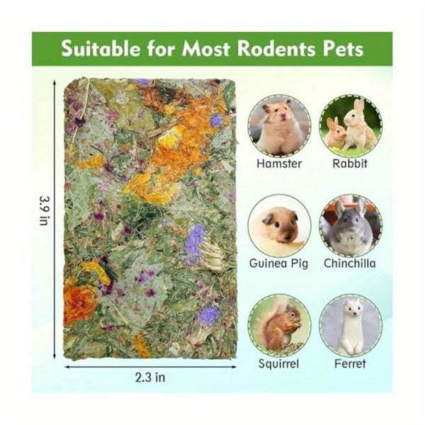 12pcs Rabbit Timothy Hay Chips Toys, Natural Bunny Molar Treats with Herbal Flowers Rabbit Chew Toys for Teeth Small Animal for Rats Chinchillas Guinea Hamsters