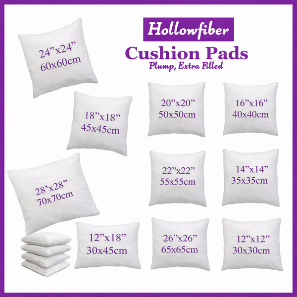 Square Cushion Pads Deep Fill Inner Insert Hollowfiber Filled Cushions