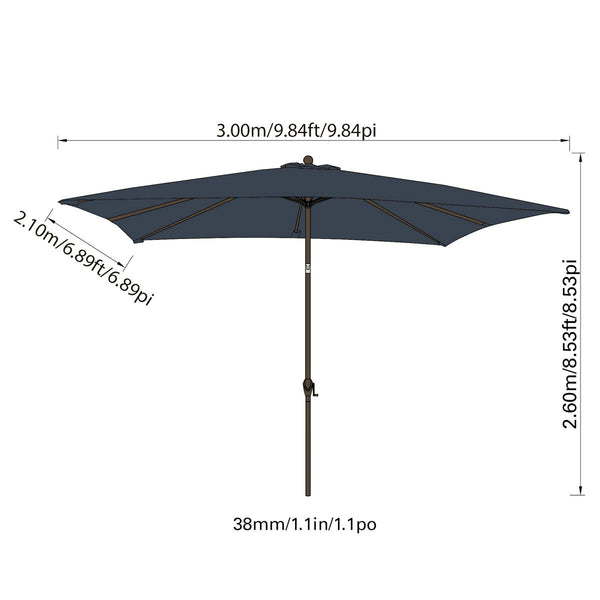 Seasons Sentry 7ft x 10ft (2.1 x 3m) Rectangular Market Umbrella in Blue