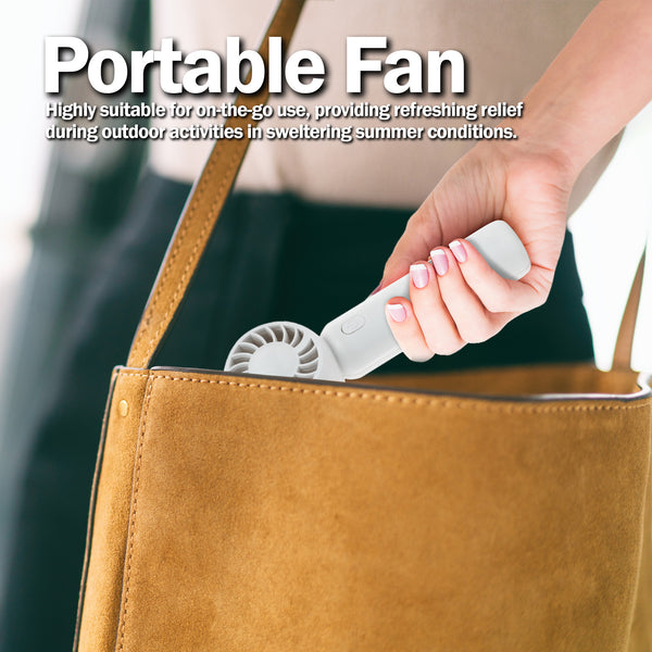 TANNESS 3 Speeds Handheld Fan - Rechargeable, Portable, Foldable With Detachable Base | USB Mini Hand Fan for Table, Desk - Quiet Standing Fan