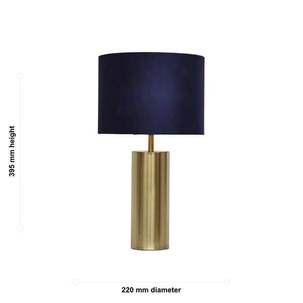 Amber - Gold Touch Operated 40cm Table Lamp Navy Blue Velvet Shade