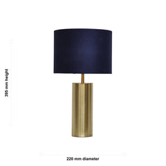 Amber - Gold Touch Operated 40cm Table Lamp Navy Blue Velvet Shade